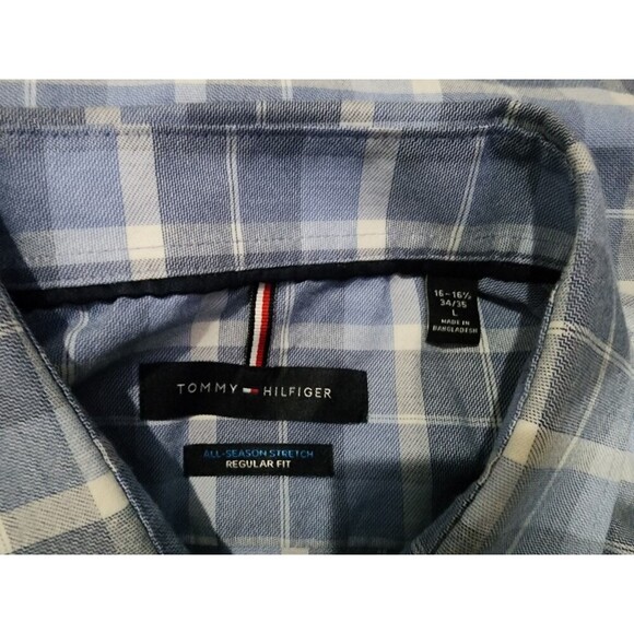 Tommy Hilfiger Men’s All-Season Stretch Dress Shirt Regular Fit Large Blues - Picture 7 of 8